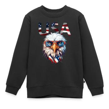 USA America Eagle American Independence Day - Sweat Premium enfant bio - noir - Devant - AI Model Kid Female (0cm)