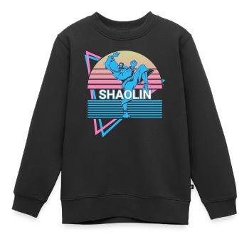 Kung Fu Retro - Kinder Premium Organic Sweatshirt - Schwarz - Vorne - AI Model Kid Female (0cm)