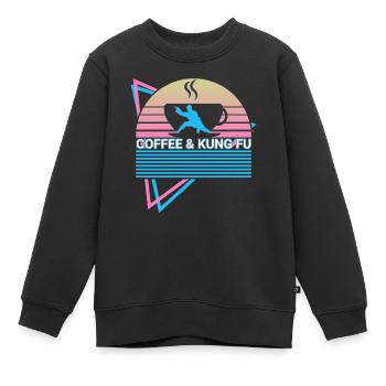 Kung Fu Retro - Kinder Premium Organic Sweatshirt - Schwarz - Vorne - AI Model Kid Female (0cm)