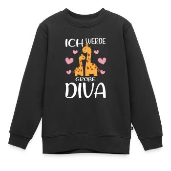 Werde Große Schwester Diva Verkünden Giraffen - Kinder Premium Organic Sweatshirt - Schwarz - Vorne - AI Model Kid Female (0cm)