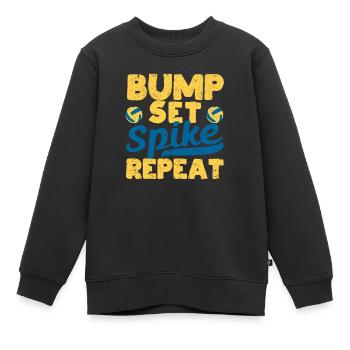 Bump Set Spike Repeat Funny Volleyball Liebhaber - Kinder Premium Organic Sweatshirt - Schwarz - Vorne - AI Model Kid Female (0cm)