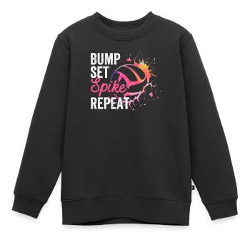 Bump Set Spike Répéter Funny Volleyball Lover - Sweat Premium enfant bio - noir - Devant - AI Model Kid Female (0cm)