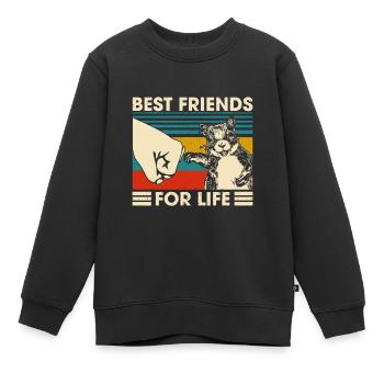 Retro Vintage Écureuil Meilleur Ami pour la Vie Poing B - Sweat Premium enfant bio - noir - Devant - AI Model Kid Female (0cm)