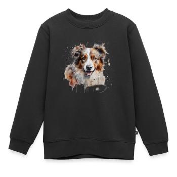 Berger australien - Sweat Premium enfant bio - noir - Devant - AI Model Kid Female (0cm)