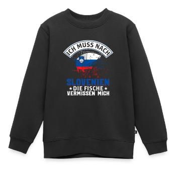 Ich Muss Nach Slovenien Die Fische Vermissen Mich - Kinder Premium Organic Sweatshirt - Schwarz - Vorne - AI Model Kid Female (0cm)