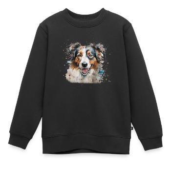 Berger australien - Sweat Premium enfant bio - noir - Devant - AI Model Kid Female (0cm)