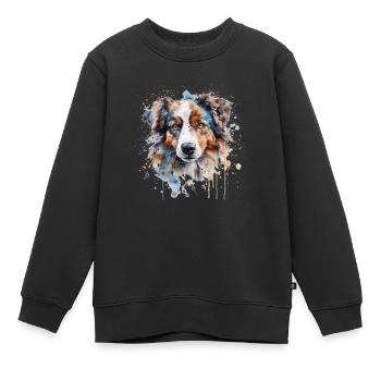 Berger australien - Sweat Premium enfant bio - noir - Devant - AI Model Kid Female (0cm)