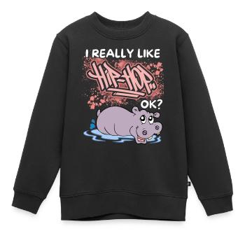 Lustiges Nilpferd, Flusspferd, Hip-Hop Spruch, Pun - Kinder Premium Organic Sweatshirt - Schwarz - Vorne - AI Model Kid Female (0cm)