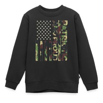 American Flag Independence Day Patriotic & Proud - Kids Premium Organic Sweatshirt - black - Front - AI Model Kid Female (0cm)