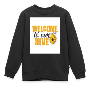 Bienvenue dans notre ruche - Sweat Premium enfant bio - noir - Devant - AI Model Kid Female (0cm)