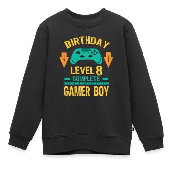 Eight 8yr BDay Son Boy Funny Gamer 8th 8 Year Old - Kinder Premium Organic Sweatshirt - Schwarz - Vorne - AI Model Kid Female (0cm)