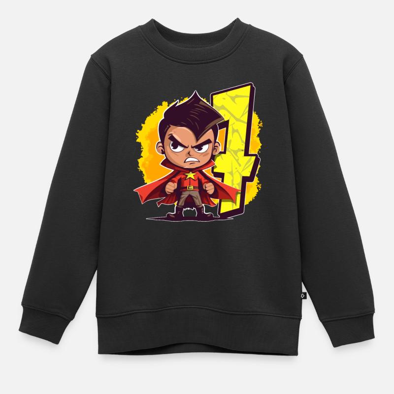 7 Jahre alt Superheld & Action Kindergeburtstag - Kinder Premium Organic Sweatshirt - Schwarz