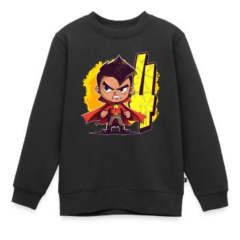 4 ans Super-héros et Action Fête d’anniversaire des enfants - Sweat Premium enfant bio - noir - Devant - AI Model Kid Female (0cm)