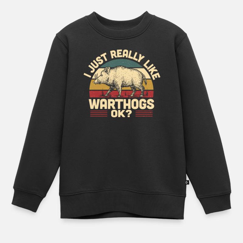 Warzenschwein - Kinder Premium Organic Sweatshirt - Schwarz
