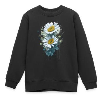 Aquarell Gänseblümchenblume - Kinder Premium Organic Sweatshirt - Schwarz - Vorne - AI Model Kid Female (0cm)