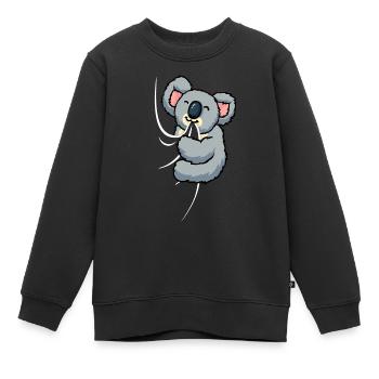 Mignon Koala Tissu Mordant Sucer Koala - Sweat Premium enfant bio - noir - Devant - AI Model Kid Female (0cm)
