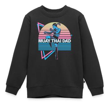 Muay Thai Papa Kickboxen Retro - Kinder Premium Organic Sweatshirt - Schwarz - Vorne - AI Model Kid Female (0cm)