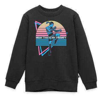 Muay Thai Kickboxen Retro - Kinder Premium Organic Sweatshirt - Schwarz - Vorne - AI Model Kid Female (0cm)