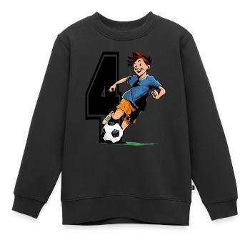 4 Year Old Soccer Children's Birthday Party - Kids Premium Organic Sweatshirt - black - Front - AI Model Kid Female (0cm)
