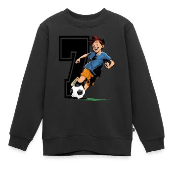 7 Year Old Footballer & Soccer Children's Birthday Party - Kids Premium Organic Sweatshirt - black - Front - AI Model Kid Female (0cm)