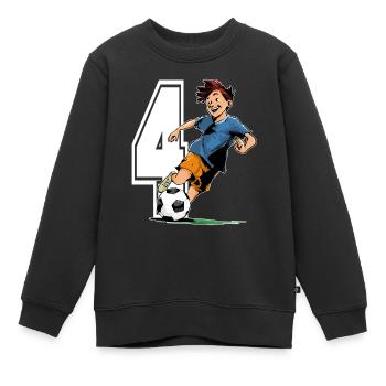 4 Year Old Footballer & Soccer Children's Birthday Party - Kids Premium Organic Sweatshirt - black - Front - AI Model Kid Female (0cm)