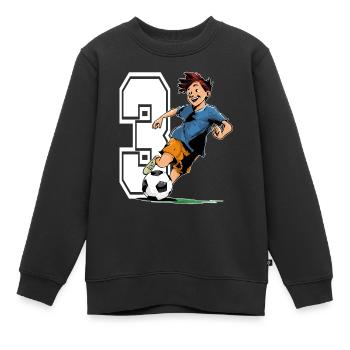 3 Year Old Footballer & Soccer Children's Birthday Party - Kids Premium Organic Sweatshirt - black - Front - AI Model Kid Female (0cm)
