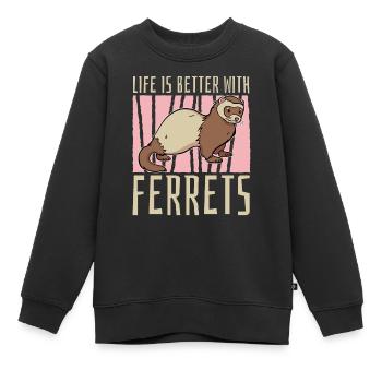 Putois furet drôle - Sweat Premium enfant bio - noir - Devant - AI Model Kid Female (0cm)