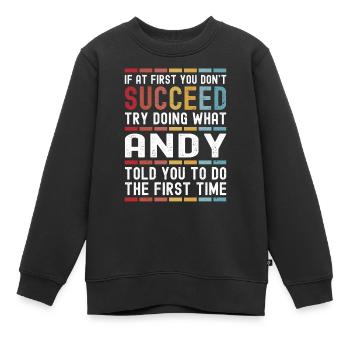 Andy Nom personnalisé drôle anniversaire Noël - Sweat Premium enfant bio - noir - Devant - AI Model Kid Female (0cm)