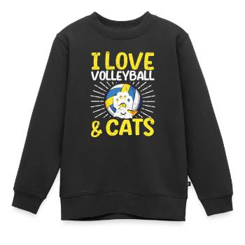 Ich liebe Volleyball und Katzen Kitty Workout - Kinder Premium Organic Sweatshirt - Schwarz - Vorne - AI Model Kid Female (0cm)
