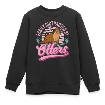 Facilement distrait par les loutres Loutre Loutre Loutre Loutre - Sweat Premium enfant bio - noir - Devant - AI Model Kid Female (0cm)
