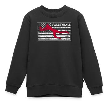 Amerikanische Flagge Volleyballspieler USA Trainer - Kinder Premium Organic Sweatshirt - Schwarz - Vorne - AI Model Kid Female (0cm)