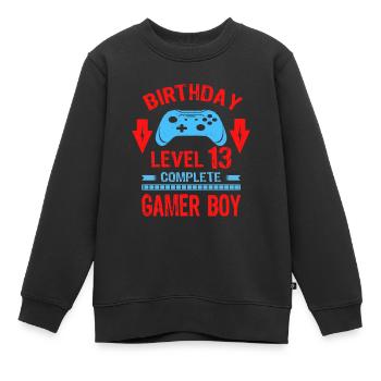 Thirteen 13yr BDay Son Boy Funny Gamer 13th 13 - Kinder Premium Organic Sweatshirt - Schwarz - Vorne - AI Model Kid Female (0cm)