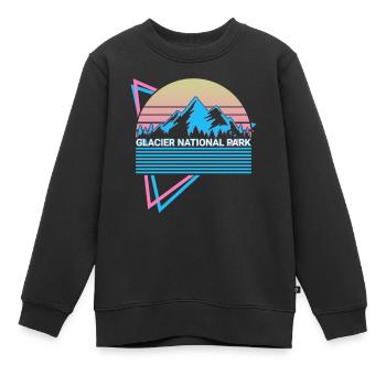 Parc national Glacier Rétro - Sweat Premium enfant bio - noir - Devant - AI Model Kid Female (0cm)