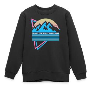 National Park Grand Teton Retro - Kinder Premium Organic Sweatshirt - Schwarz - Vorne - AI Model Kid Female (0cm)