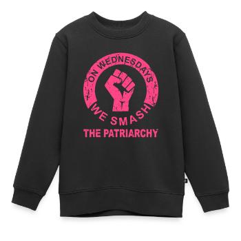 Mittwochs zerschlagen wir das Patriarchat der Frauenrechte - Kinder Premium Organic Sweatshirt - Schwarz - Vorne - AI Model Kid Female (0cm)