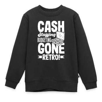 Budgétisation Cash Stuffing Gone Retro Cash Stuffing - Sweat Premium enfant bio - noir - Devant - AI Model Kid Female (0cm)