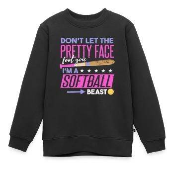 Ich bin ein Softball-Biest - Kinder Premium Organic Sweatshirt - Schwarz - Vorne - AI Model Kid Female (0cm)