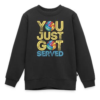Du wurdest gerade bedient Volleyballspieler - Kinder Premium Organic Sweatshirt - Schwarz - Vorne - AI Model Kid Female (0cm)