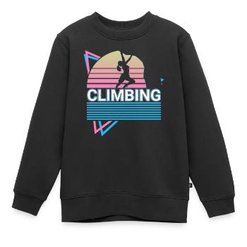 Felsklettern Felskletterer Retro - Kinder Premium Organic Sweatshirt - Schwarz - Vorne - AI Model Kid Female (0cm)