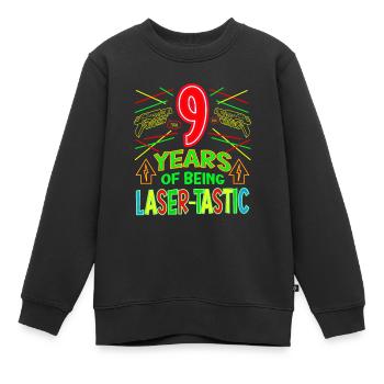 9 ans d’être laser tastique ans laser - Sweat Premium enfant bio - noir - Devant - AI Model Kid Female (0cm)