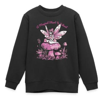 Retour à l’école 1ère année Filles Petite Fée - Sweat Premium enfant bio - noir - Devant - AI Model Kid Female (0cm)