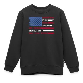 Pfadfinder US Flagge - Kinder Premium Organic Sweatshirt - Schwarz - Vorne - AI Model Kid Female (0cm)