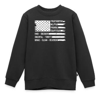 Pfadfinder US Flagge - Kinder Premium Organic Sweatshirt - Schwarz - Vorne - AI Model Kid Female (0cm)