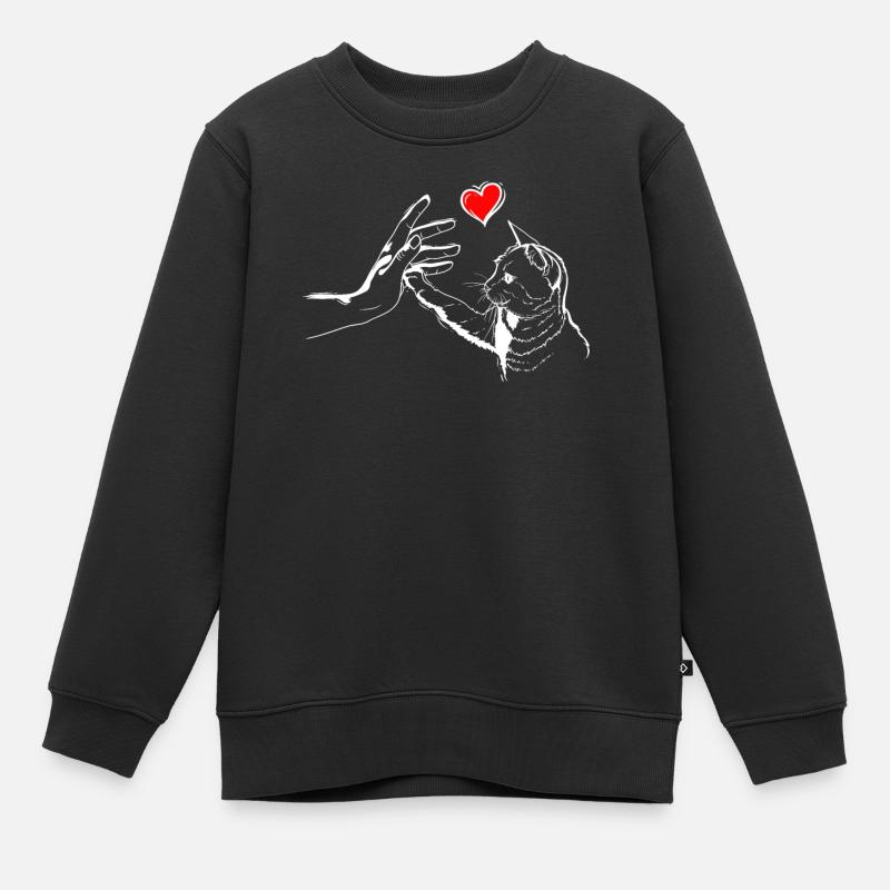 Katze Herz High Five - Kinder Premium Organic Sweatshirt - Schwarz