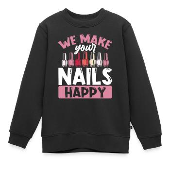 Nous rendons vos ongles heureux - Sweat Premium enfant bio - noir - Devant - AI Model Kid Female (0cm)