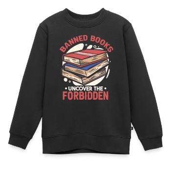 Les livres interdits découvrent l’interdit - Sweat Premium enfant bio - noir - Devant - AI Model Kid Female (0cm)