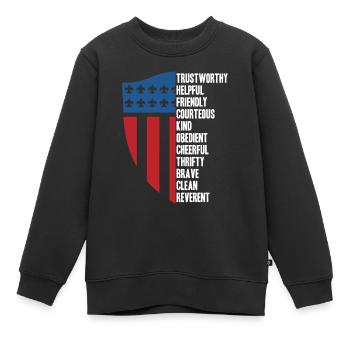 Pfadfinder US Flagge - Kinder Premium Organic Sweatshirt - Schwarz - Vorne - AI Model Kid Female (0cm)