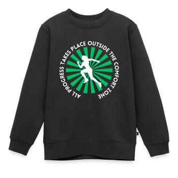 Le progrès se fait en dehors de la zone de confort - Sweat Premium enfant bio - noir - Devant - AI Model Kid Female (0cm)