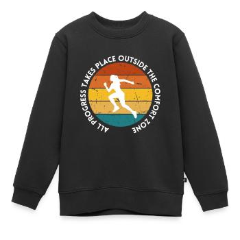 Le progrès se fait en dehors de la zone de confort - Sweat Premium enfant bio - noir - Devant - AI Model Kid Female (0cm)