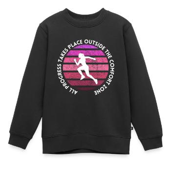 Fortschritt außerhalb der Komfortzone - Kinder Premium Organic Sweatshirt - Schwarz - Vorne - AI Model Kid Female (0cm)
